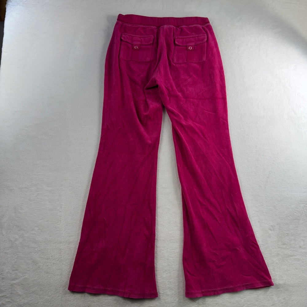 VTG Y2K Mossimo S Small Velour Pants Pink Flare Leg Low Rise Drawstring Hip Hop - Picture 12 of 14